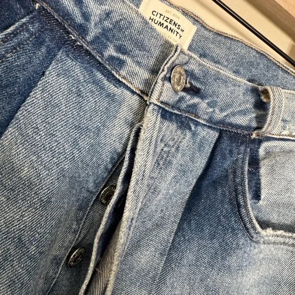 Citizens of Humanity Franca Pleat Front Jeans Spirited Wash High Rise Light Wash - Picture 12 of 14